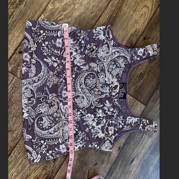 Purple Alex Evenings Floral Glitter Long Sleeve Collared Blazer Coat Large - Picture 8 of 16